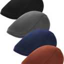 Gvhntk 4 Pieces Newsboy Men's Hat Newsboy Flat Cap Soft Stretch Adjustable Pageboy Cap Cabbie Hunting Cap for Men Outdoor