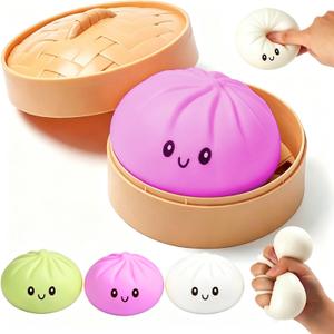 vphioxlr Dumpling Squeeze,Jumbo Bao Bun Slow Rising Squeeze Fidget with Steamer Box, Large Stress Relief Sensory Dough Ball for Adults,Purple