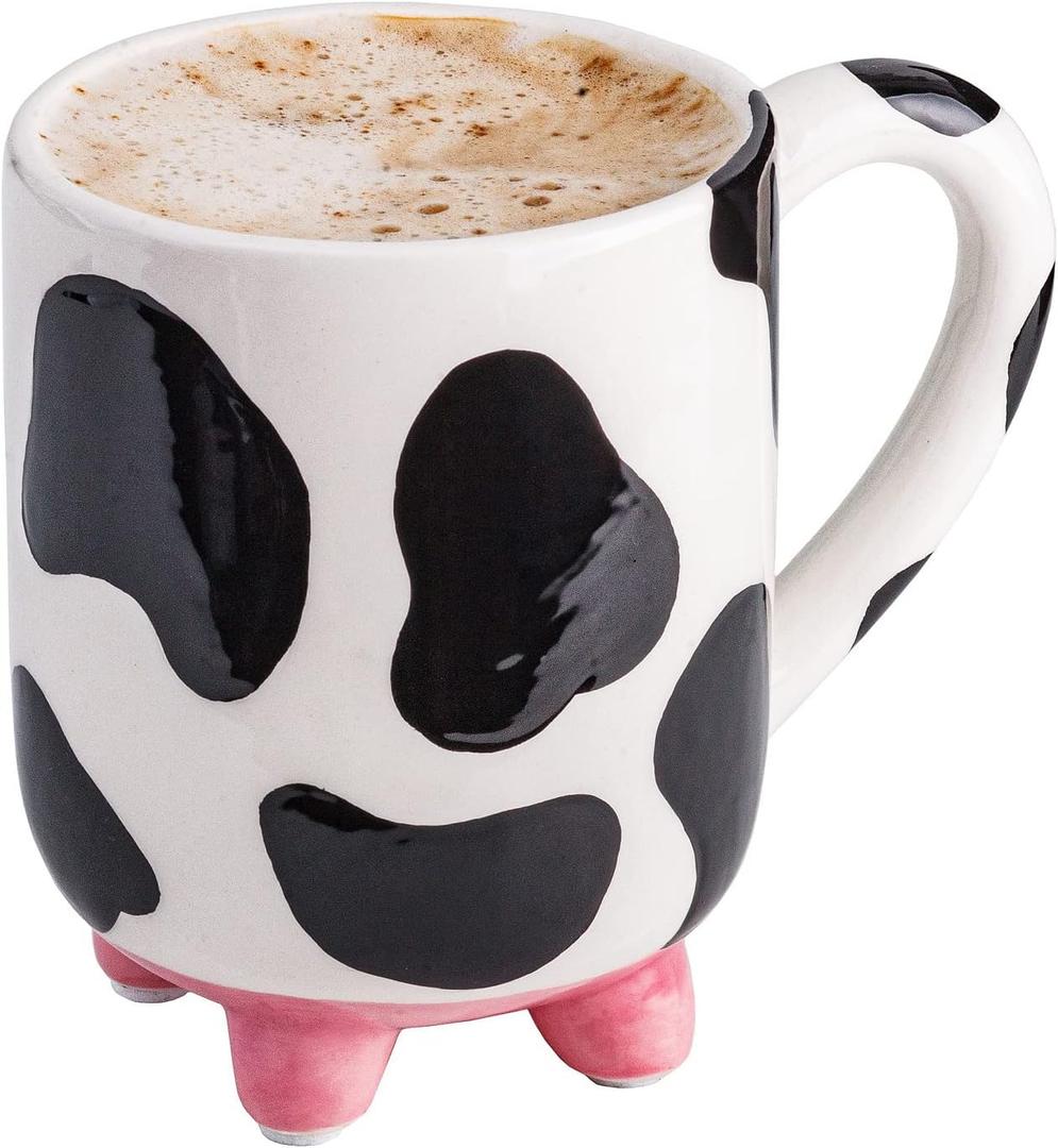 SWEETLO Cow Coffee Mug Cow Stuff 15oz Ceramic Cup - Cows Lover Mug with Udders - Cute Print Cups - Weird Milk Mugs with Udders - Gifts for Women - Taza de Vaca Gifts