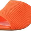 Shoe'N Tale Heeled Sandals For Women Square Open Toe Heeled Mules Chunky Block Low Heel Slip On Slides(7.5, Orange)