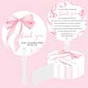 50Pcs Pink Bow Wedding Hand Fan Thank You for Celebrating with Us Favor Fan Coquette Double Sided Handheld Fans for Engagement Bridal Shower