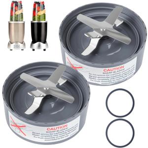 2-Pack Replacement Extractor Blade, Fit for NutriBullet 600w/ 900w Pro Series Blender with Food-grade Silicone Rubber Gaskets Seal Ring for NutriBullet Blender Blade Replacement Parts