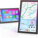7" Wireless Portable 60FPS Car Play Screen for Apple CarPlay & Android Auto, Portrait and Landscape Modes, Mirror Link, Bluetooth, Voice Control, GPS Navigation