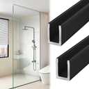 Black 3/8" Fixed Panel Shower Door Deep U-channel - 72" Length