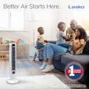 Lasko Oscillating Tower Fan with Remote Control, 3 Quiet Speeds, Timer for Bedroom, Kitchen, Office Use, White, 36" 2510