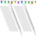 50 Pcs Christmas Light Clips for Gutter with Guards Aluminum Gutter Hooks for String Lights Xmas Outdoor Light Hangers for Mesh Gutters, Heavy Duty