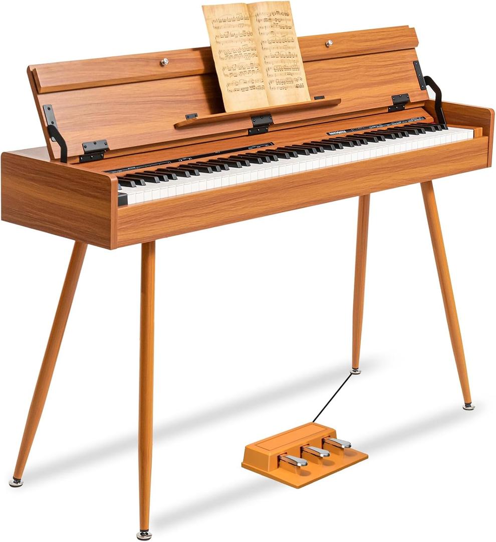 88 Key Weighted Digital Piano - Wooden Desk Electric Piano Transforms Between Desk and Vanity - Progressive Hammer-Action Keyboard, Perfect for Beginners with MIDI Functionality (1852 Brown) 88 Key Weighted Digital Piano - Wooden Desk Electric Piano Transforms Between Desk and Vanity - Progressive Hammer-Action Keyboard, Perfect for Beginners with MIDI Functionality (1852 Brown)