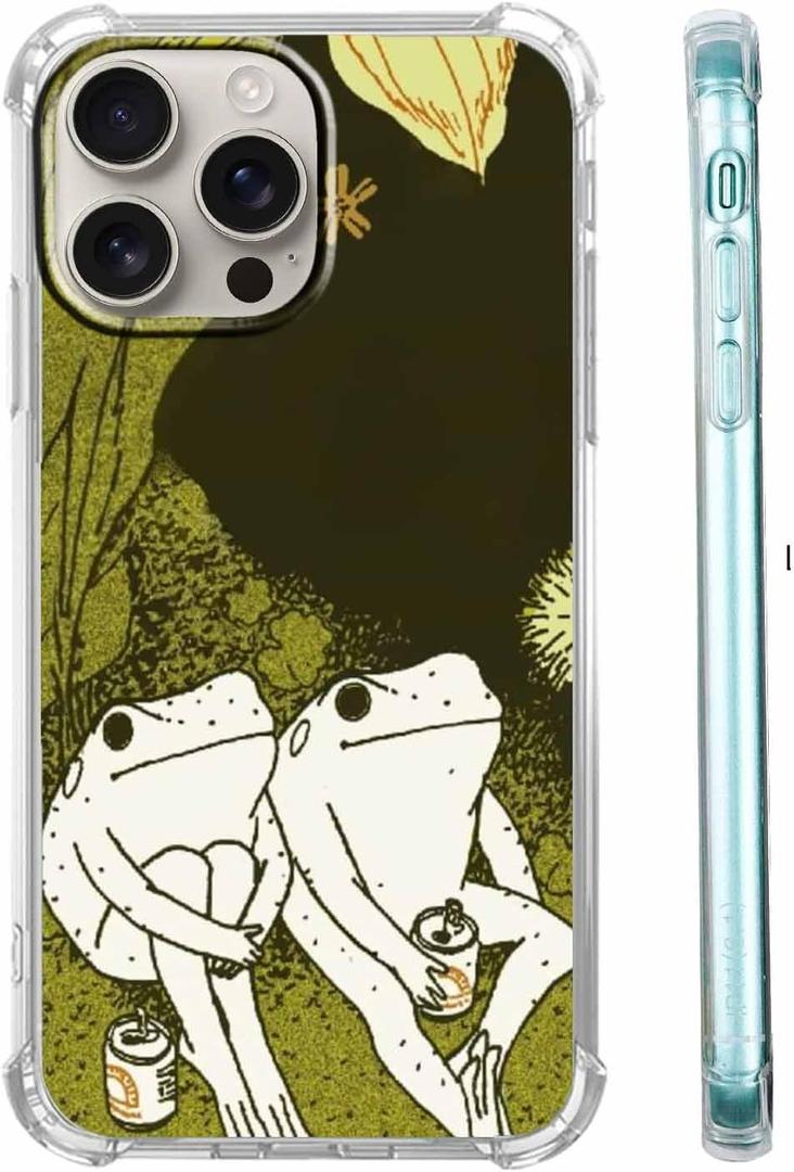 Cute Frogs Case for iPhone 16 Pro,Aesthetic Animal Pattern,Cool Soft TPU Bumper Case Compatible with iPhone 16 Pro