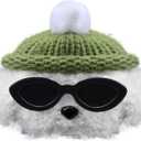 Plush Case Cover Compatible with Apple Airpods pro 3 Handmade Knitted Cartoon Creative Funny Cute Earbuds Headphone Cases (MJ-BG+Green,for Airpods pro 3)