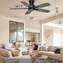 Ohniyou 42 Inch Ceiling Fan No Light, Low Profile Ceiling Fan with Remote and App Control, Flush Mount Ceiling Fan without Light for Bedroom Kitchen Covered Patios, Quiet DC Motor, Black