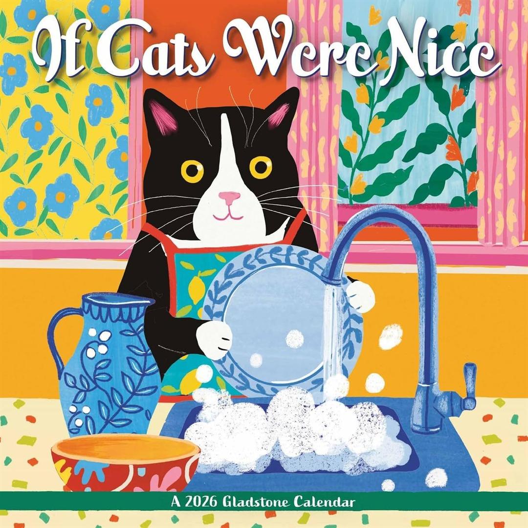Gladstone Media If Cats Were Nice 2026 Square Wall Calendar, 12-Month Monthly Calendar, Humorous Cat Illustrations, 12  12 Wall Hanging Calendar