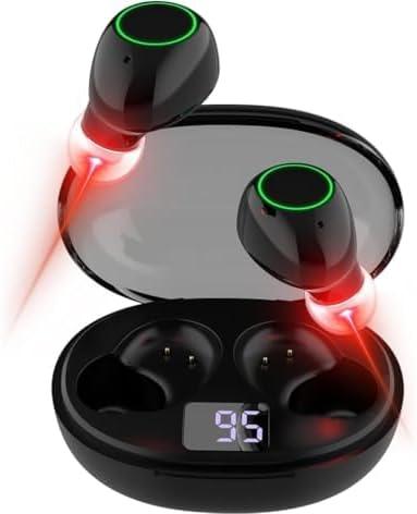 Red Light Therapy for Ears, 650nm Ear Wellness Device, Red Light Therapy Device, Bluetooth Headset Design, with Charging Case & 2 Pairs of Silicone Ear Tips
