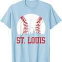 St. Louis Cityscape Vintage Baseball City Men Women Kids T-Shirt, Baby blue, XL