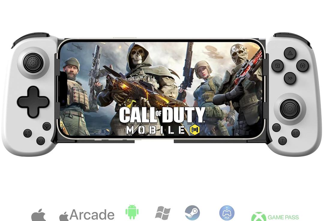Wireless Controller for iPhone/Android/PC/iPad/Tablet/Appl Arcade MFi Games/Switch/PS4, Support Streaming on PS5/Xbox/PC Console, Cloud Gaming Gamepad Joystick - Turbo/6-Axis Gyro/Dual Motors - White