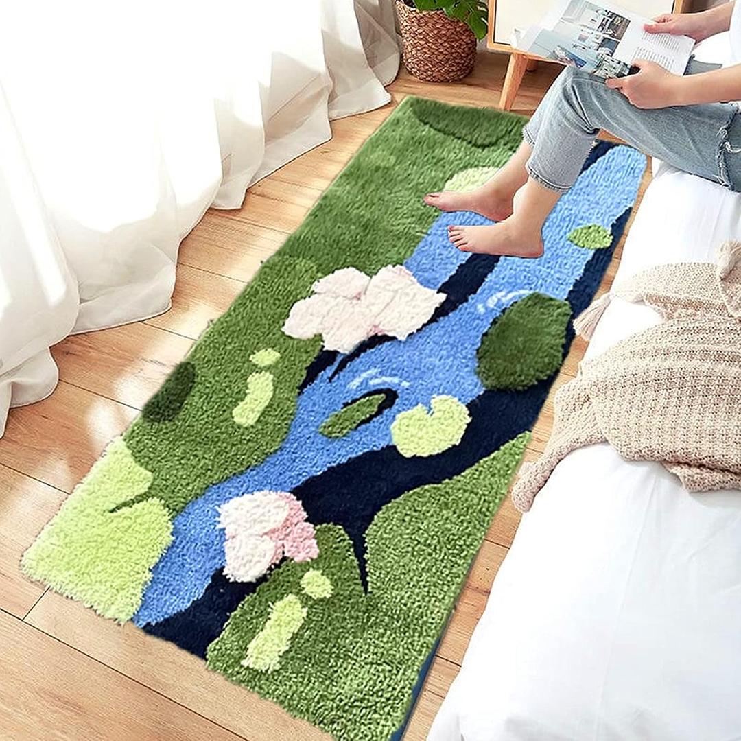 UKELER 3D Grass Moss Rug Soft Shag Bathroom Rugs Living Room Rug Kids Rug Nursery Rug Non Slip Washable Runner Rugs for Bedroom Laundry Room Playroom Hallway Home Decor 55''x27.5''