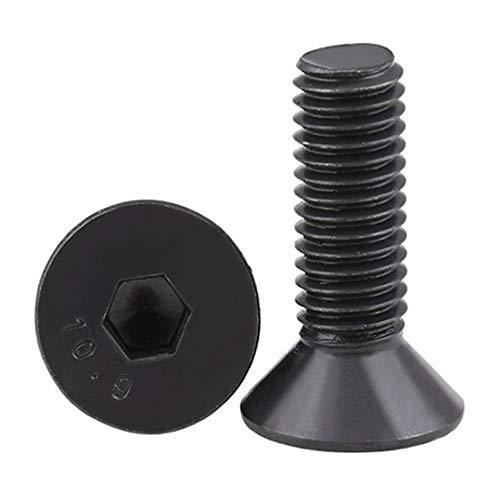 MewuDecor M6-1.0 x 40mm Flat Head Socket Cap Screws Countersunk Bolts, Alloy Steel Grade 10.9, DIN 7991, Black Oxide, 25 PCS