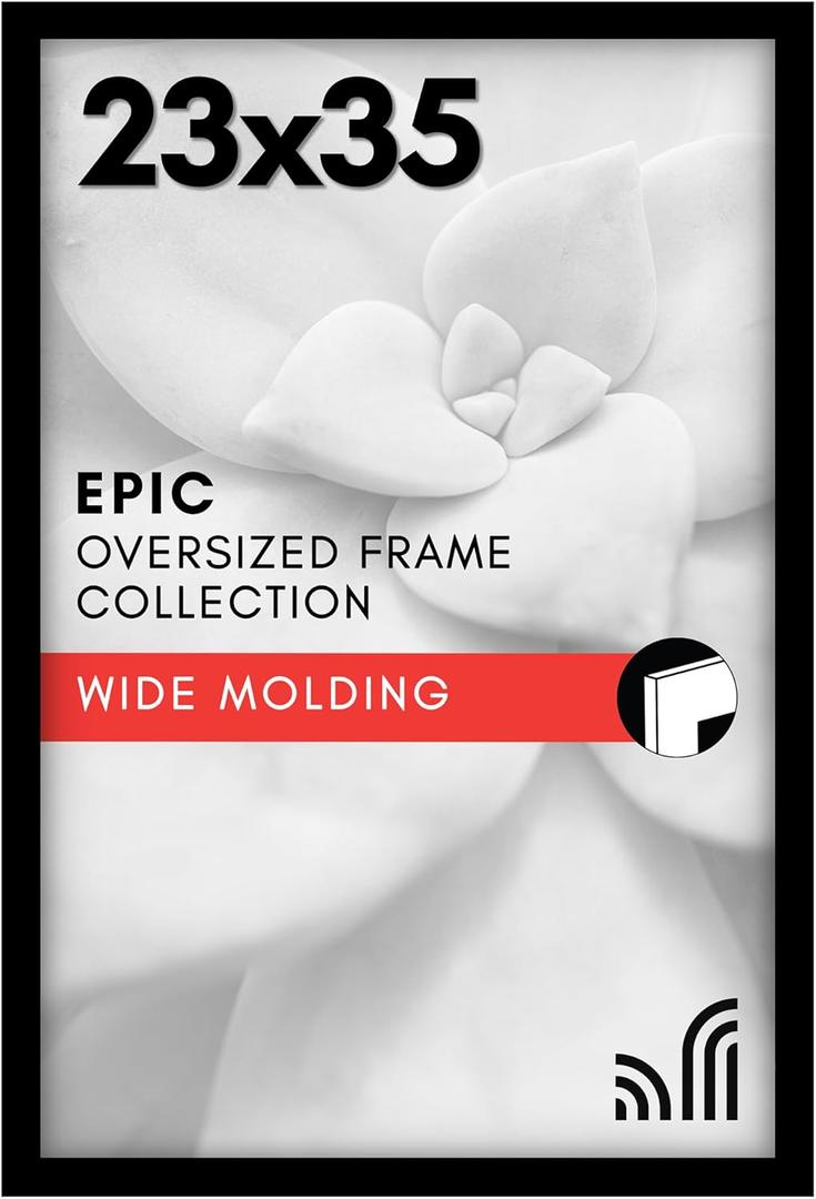 Americanflat 23x35 Poster Frame with Polished Plexiglass - Black Picture Frame - Wide Photo Frames Made of Engineered Wood for Vertical or Horizontal Wall Display - Epic Collection - Black