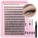Goddvenus Lash Clusters Kit Wispy Lash Extension Kit Waterproof Lashes Clusters DIY Eyelash Clusters Kit with Natural Individual Eyelashes, Lashes Glue Bond and Seal and Lash Tweezers (D Curl 192pcs)