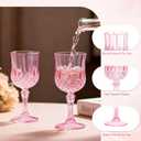 7OZ Plastic Wine Glasses, Reusable Vintage Goblets Unbreakable Drinking Glasses Crystal Water Cups Champagne for Wedding, Parties Mother's Day (24, Pink)