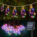 Solar Outdoor String Lights 24FT Vintage Rope Hemp Solar Lights with 20 Shatterproof Bulbs,8 Modes Solar Powered String Lights with Memory Function, Waterproof for Garden,Camping,Caf (Multicolor)