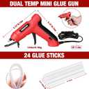 Arrow Mini Hot Glue Gun, Dual Temp Glue Gun Kit with 24Pcs Mini Glue Sticks, High/Low Temp Fast Heating Glue Guns with Stand for DIY, Decoration, Crafts, Quick Repairs