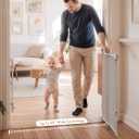 Babelio Removable & No Bottom Bar Baby Gate, 29-43" Hardware Mounted (Drill Needed)| Wide Walk-Thru| Auto-Close Safety Dog/Pet Gate for Stairs & Doorways (White, 29-43" W, 30" H)
