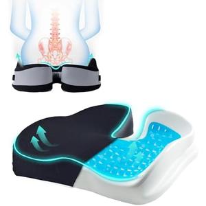 Gel Seat Cushions for Office Chairs Wheelchair Cushion for Long Sitting Back Pain，Memory Foam Seat Car Computer Desk Chair Cushion，Coccyx Cushion for Tailbone Pain Relief Office Chair Butt Pillow