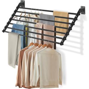 Wall Mounted Clothes Drying Rack 43 Inch  Foldable Laundry Drying Rack for Wall Mount, Space Saving Indoor Drying Rack for Clothes, Compact & Sturdy Design
