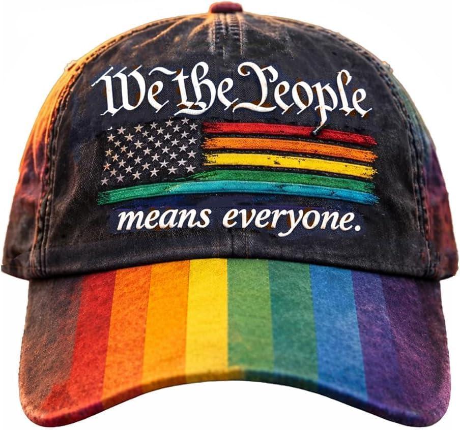 We The People Means Everyone Hat Gay Pride Rainbow Month Hat Adjustable Baseball Cap Unisex Men&Women
