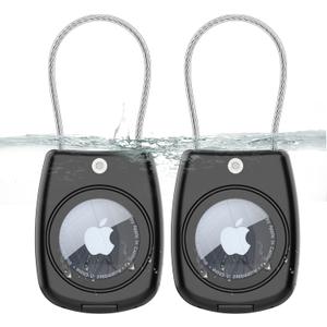 Compatible with AirTag Holder Air Tag Keychain Case with Screen Protector, IP68 Waterproof Air Tags Key Chain for Apple Tag GPS Tracker, Air Tags-4 Pack Holder for Luggage Key,Backpack (Black/Black/Black/Black)