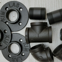 3/4" Black Painted Floor Flange, Home TZH 10 Pack 4 Bolts Iron Pipe Flange with Threaded Hole for Industrial vintage style for DIY Project/Furniture/Shelving Decoration (10, 3/4 Inch Black)