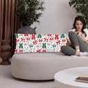 Red and Green Christmas Bows 20x54 Body Pillow Cover, Preppy Girly Christmas Room Decor, Vintage Xmas Coquette Bow Decorative Long Pillow Cases for Bed Couch (Multicolor9)