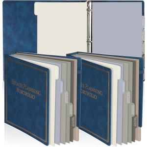 chiazllta 2 Pcs Estate Planning Portfolio Binder with Index Tab Divider When I Die Organizer Binder End of Life Planner PU Leather 3 Ring Organizing Wills Trusts Powers of Attorney Final Wishes(Blue)