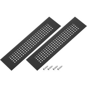 PATIKIL 8 x 2 Inch Door Air Vent Cover, 2 Pcs Aluminum Grille Ventilation Cover Louvered Diamond Hole with Mounting Screws for Cabinet Wardrobe Door, Black