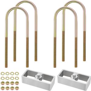 1-1/2 inch Universal Leaf Spring Lowering Block Kits, 5" Length x 2-1/3 Width Blocks, with 4 Pack Heavy Duty Galvanized U-Bolts