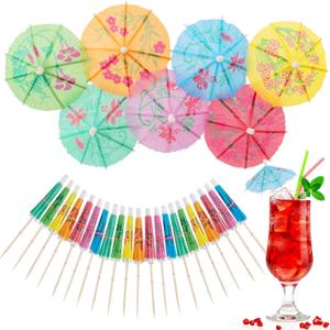 Cocktail Umbrellas - 50PACK Drink Umbrellas for Drinks, Paper Mini Umbrella for Drinks Hawaiian Cupcake Toppers Cocktail Garnishes Colorful Paper Toothpicks for Party Decorations (Multicolor)