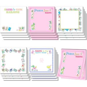 Gueevin 20 Pcs Mahjong Sticky Notes Gifts Self Adhesive Mah Jong Notepads Mahjong Lovers Gifts for Home Office School Mah Jong Party Decorations Supplies, 3" x 3"(Classic)