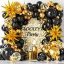 137Pcs Black and Gold Balloons Garland Arch Kit with Stars - 5 10 12 18 inch Black Gold Confetti Latex Party Balloons for 2026 New Year Graduation Retirement Decorations Birthday