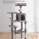 Feandrea Cat Tree, 54.2-Inch Cat Tower, Multi-Level Condo, Light Gray