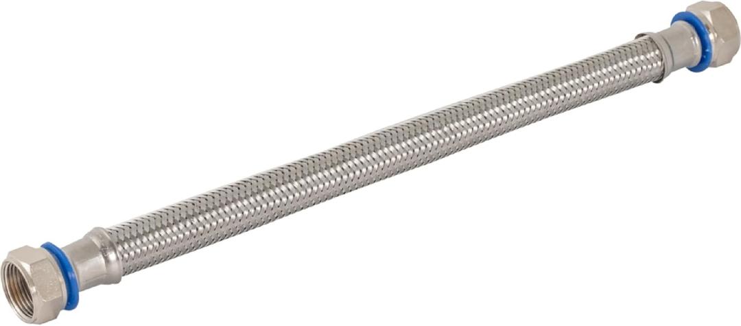 Eastman 18 Inch Steel-Flex Water Heater Connector, 3/4 Inch x 3/4 Inch FIP Swivel, Braided Stainless Steel Water Heater Connectors, 48251