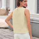 MAKABO Women's Linen Tank Tops Crew Neck Vest Top Office Work Sleeveless Blouses (Medium, Beige)