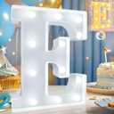 Pooqla LED Marquee Letter Lights, Warm White and Cool White Decorative Lighted Letters, Light Up Alphabet Letters for Boys Girls, Party, Wedding, Bar, Night Light, Birthday Decoration, Letter E