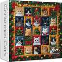 Christmas 1000 Piece Puzzle for Adults, PICKFORU Funny Cats Jigsaw Puzzles Cute Animal, Impossible Challenging Patch Kitten Theme as Wall Decor