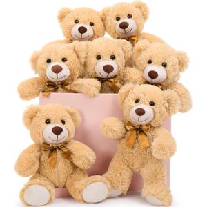 MaoGoLan 7Pcs Bulk Teddy Bears Stuffed Animals Baby Shower, Soft Small Stuffed Bears in Bulk, 13.5" Cuddly Mini Teddy Bears Centerpiece,Wedding,Party,Engagement (Tan)