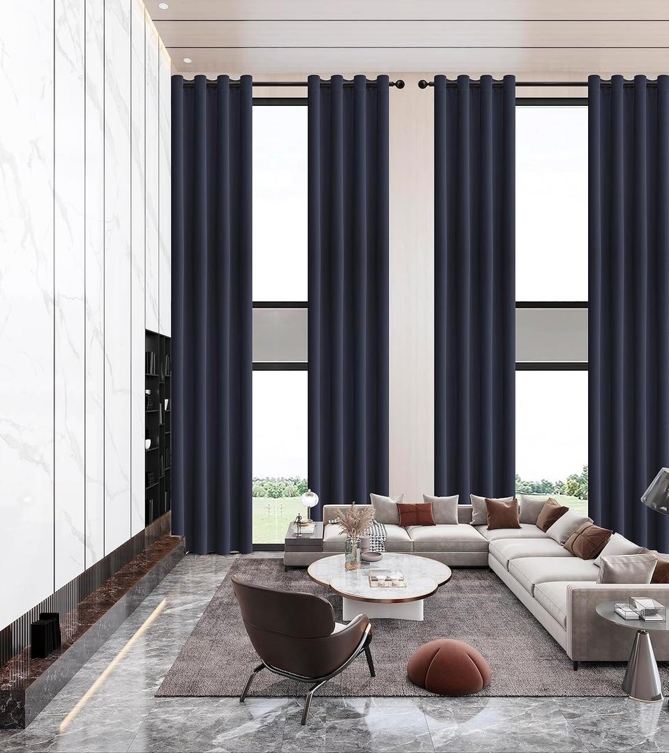 Qiseca Extra Long Curtains High Ceiling Drapes 14Ft for Living Room, Tall Windows Custom Made 2 Story Blackout Curtains for High Living Room Bedroom Loft Theater W52xL168 Inches Long 1 Panel, Navy