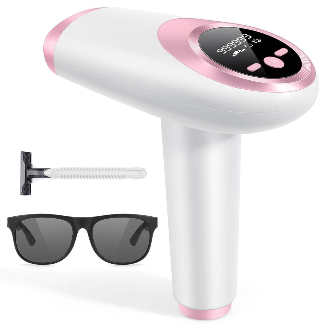 Laser Hair Removal for Women,999,999 Flashes Painless IPL Hair Removel, Hair Removal Device at-Home for Armpits Legs Arms Bikini Line (Pink-white)
