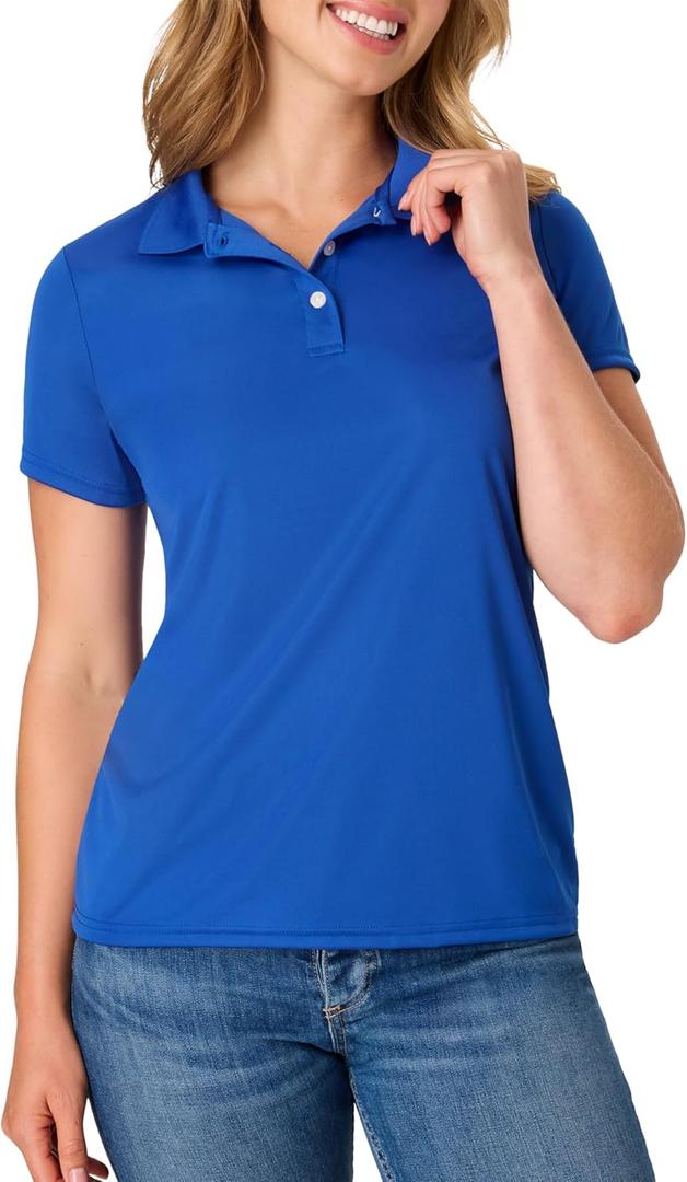 Hanes womens Performance Polo, Single or 3-Pack, Sport Cool DRI Moisture-Wicking Polo Shirt, 40+ UPF Protection (Blue, L)