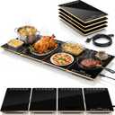 Electric Warming Tray,4-in-1 Food Warmer Tray with 8 Precise Temps & 24H Timer,34.7"x15"Tempered Glass Food Warming Mat,Modular Warming Trays for Parties Buffet for Catering Gatherings