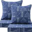 Outdoor Deep Seat & Back Cushion Set (2-Pack), 24 x 24 Inch Water Repellent and Fade Resistant Patio Furniture with Removable Cover for Outside Sofa Couch, Cobalt Grid