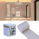 2 x Grey Wood Grain Wallpaper Border Removable PVC Waterproof Peel and Stick Wallpaper,Bathroom Mirror Frame Border Sticker Wall Decor 3.93 inches x 32.8 feet